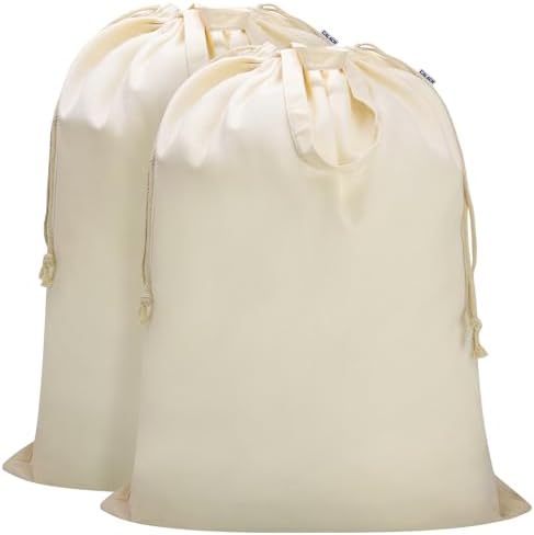 Canvas Laundry Bag, Extra Large Heavy Duty 33"W x 35"H, 2 Pack by CALACH