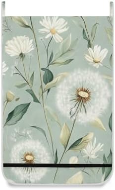 Sage Green Dandelions Spring Hanging Laundry Hamper Bag - Image 2