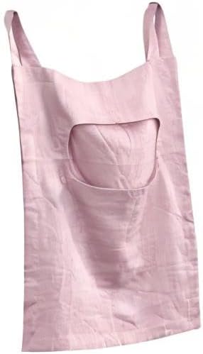 Amazhiyu 100% Linen Door Hanging Laundry Hamper Bag, 19x27 Inches Pink - Image 7