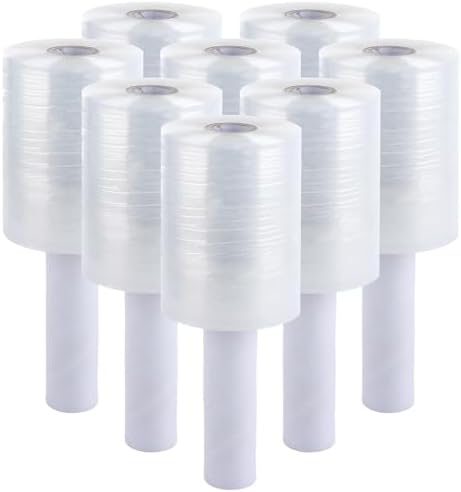 DAJAVE 8 Pack 5" Stretch Wrap Rolls 1000ft 80 Gauge Industrial Shrink Wrap by DAJAVE
