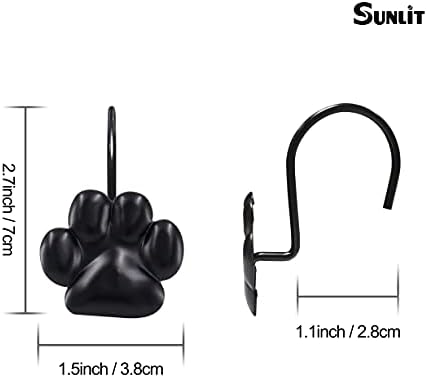 Sunlit Fashion Design Cute Paw Print Polished Shower Curtain Hooks - Image 2