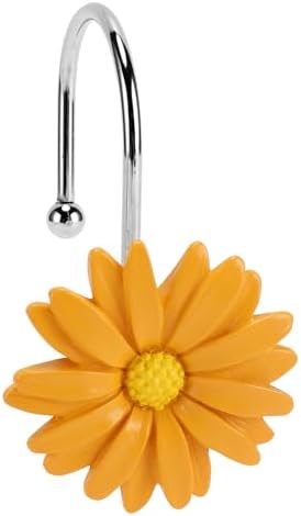 Flower Shower Curtain Hooks, 12 Pack Rustproof Stainless Steel Decorative by GNUEYART