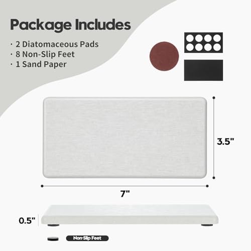 2PCS 7"x3.5" Water Absorbing Bathroom Sink Vanity Trays, Diatomite Stone Quick - Image 3