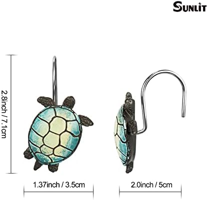 Sunlit Tilt Sea Turtle Shower Curtain Hooks, Home Decorative Shower Curtain - Image 3