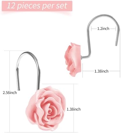 Cute Rose Floral Shower Curtain Hooks Rings - Image 6