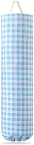 Gingham Plastic Bag Holder for Grocery Bag, Light Blue by Unknown