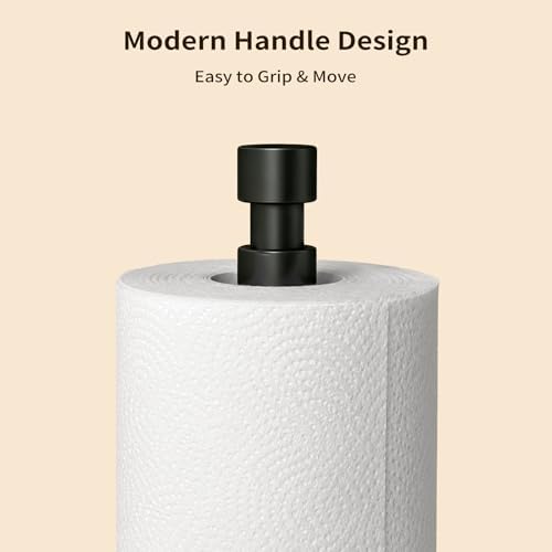 YUMORE Heavy Duty Paper Towel Holder Countertop Weighted Base Black - Image 4