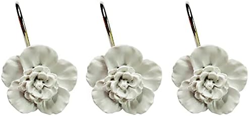 Twofishes White Flower Shower Curtain Hooks Set of 12 Home Fashion Decorative - Image 6