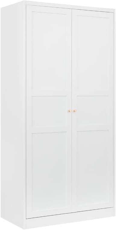 Letaya Wardrobe Armoire Closet,72" H Metal Storage Cabinet with Adjustable Shelves and Hanging Rod,Bedroom Armoire Cabinet Clothes Organizer (White)