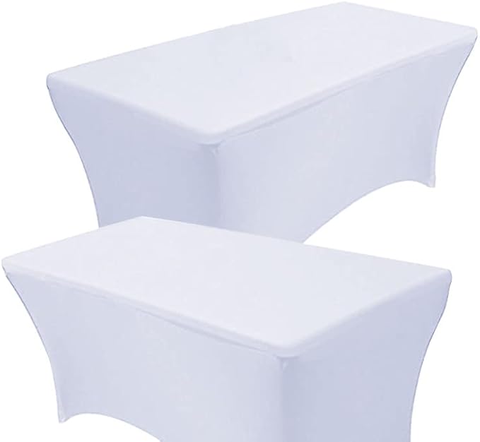 RELIANCER 2 Pack Stretch Spandex Table Covers for Rectangular Tables,6FT Elastic Fitted Tablecloth,Universal Rectangular Table Cloth Protector for Outdoor Party,Wedding,Bar,Birthday,Banquet,Events