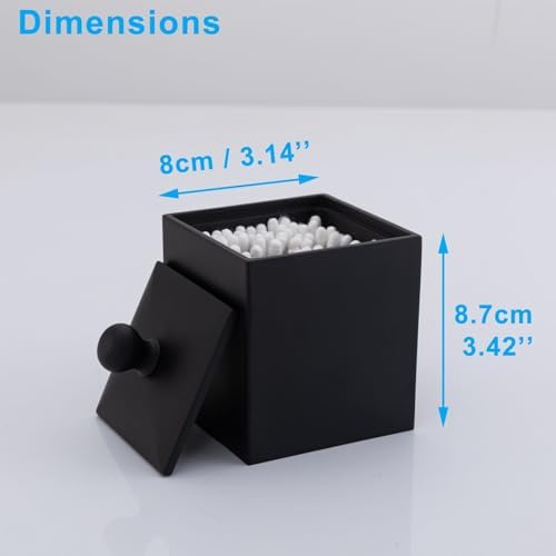 Square Cotton Swab Holder with Lid, Matte Black, 2 Slot - Image 4
