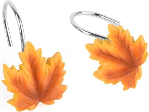 Maple Leaf Shower Curtain Hooks, 12 Anti Rust Decorative Shower Curtain Ring - Image 4
