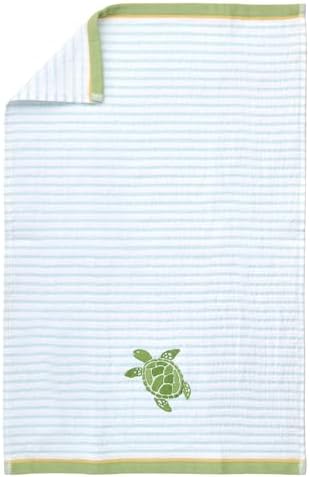 Ritz 2-Piece Cotton Velour Bathroom Hand Towel Set, Embroidered Sea Turtle - Image 6