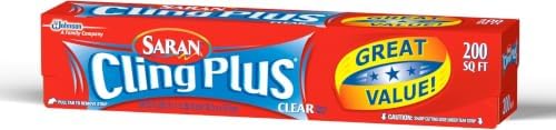 Saran Cling Plus Clear Plastic Wrap, Food Storage, Easy Dispense, 200 Sq Ft Roll by Unknown