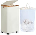 efluky Laundry Basket with Wheels, Tall Rolling Laundry Hamper with Lid and by efluky