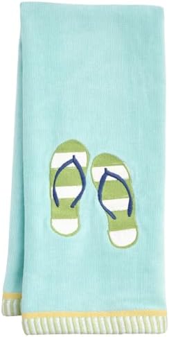 Ritz 2-Piece Cotton Velour Bathroom Hand Towel Set, Embroidered Striped Flip by RITZ