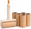 Lint Roller, Handle + 6 Refills 3.9in, Kraft Paper Pet Hair Remover by OrganizeBetterLiveBetter