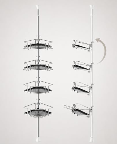 ALLZONE Corner Shower Caddy Tension Pole, 4 Hang-On Basket by ALLZONE