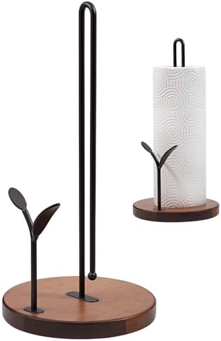 Wooden Paper Towel Holder Countertop, Round Base by TOCEMEI