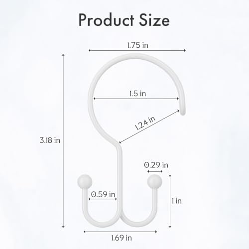 Bathway White Shower Curtain Hooks Ring, Rust Proof Metal Shower Hooks - Image 2