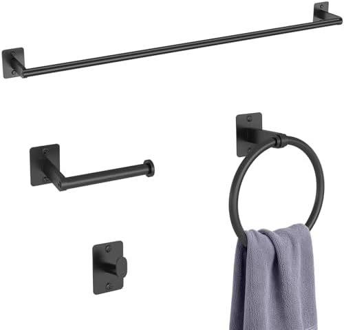 KLJKPA 4-Piece Bathroom Hardware Set, 32 inch Bathroom Towel Holder by KLJKPA