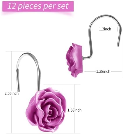 Cute Rose Floral Shower Curtain Hooks Rings - Image 6