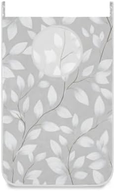 Grey Simple Leaves Hanging Laundry Hamper Door Hampers Bag Basket by Tatenale