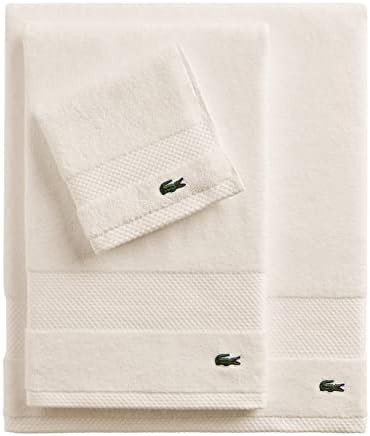 Lacoste Heritage 100% Supima Cotton Bath Towel 30" x 54", Chalk | Highly - Image 4