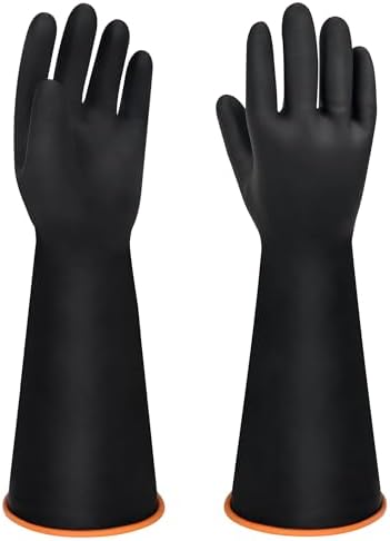18" XL Size Latex Chemical Resistant Gloves, Reusable Heavy Duty Long Rubber by Nobgum