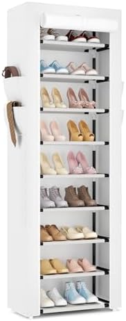 VILICK Shoe Rack with Cover Narrow Shoe Rack Organizer with 4 Side Pockets 10 by VILICK
