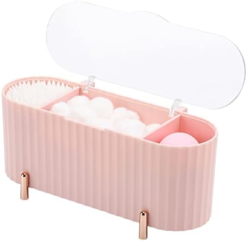 Tecbeauty Qtips Holder, 3 Grids Separate Cotton Swabs Ball Dispenser, Storage by Tecbeauty