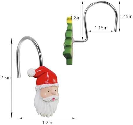 Christmas Home Decorative Shower Curtain Hooks – Set of 12 Rust-Resistant - Image 2