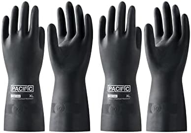 PACIFIC PPE 2 Pairs Chemical Resistant Gloves, Heavy Duty Industrial Rubber by PACIFICPPE