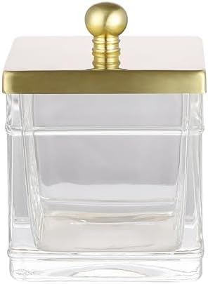 Clear Transparent Hotel Style Apothecary Tempered Glass Canister Jar W/ Gold by IndecorHome