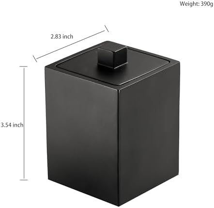 Resin Square Canister with Lid, Bathroom Qtip Holder, Cosmetics Makeup - Image 4