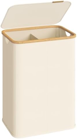 SONGMICS Laundry Hamper with Lid, 140L Laundry Basket, Bamboo Frame by Unknown