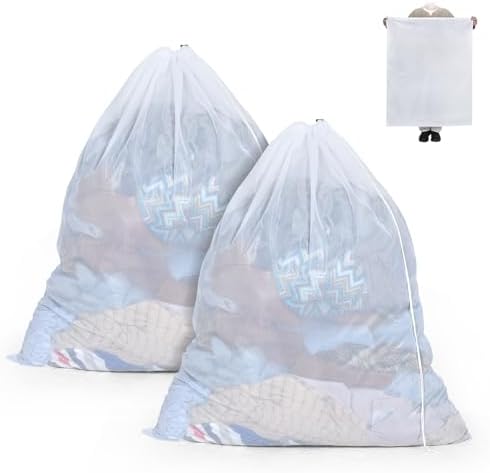 OTraki Ex-Large Mesh Laundry Bag 36x43 Inch Drawstring Laundry Wash Bags 2 Pack by OTraki