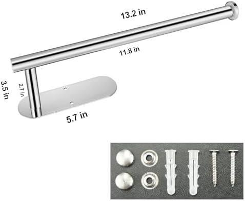 Paper Towel Holder with 2 Hooks-Under Cabinet Paper Towel Holder - Image 2