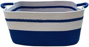 Decorative laundry basket with handles woven from natural cotton rope storage by Unknown