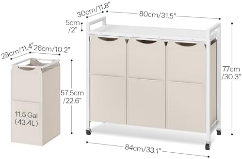 HOOBRO Laundry Sorter 3 Section, Laundry Hamper - Image 3