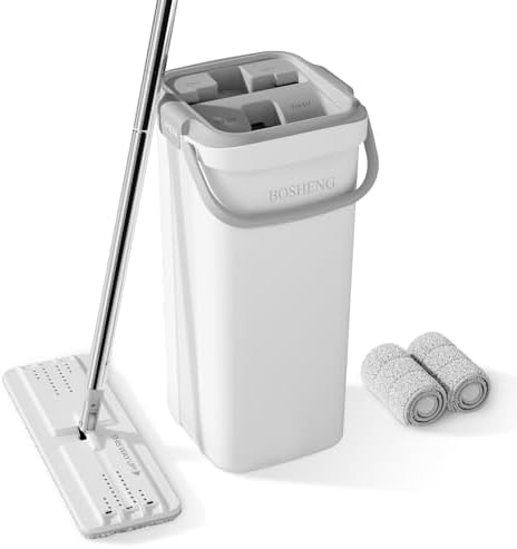 BOSHENG Mop and Bucket Set, Flat Mops by BOSHENG
