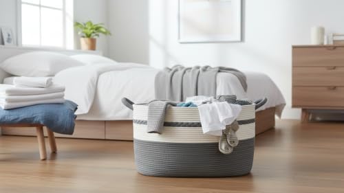 Extra large laundry basket woven from natural cotton rope - Image 5