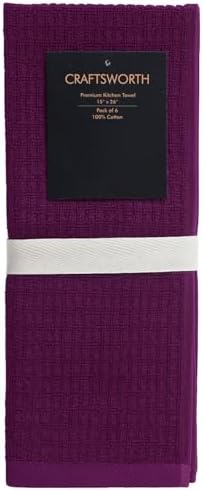 CRAFTSWORTH Cotton Kitchen Towels15 x 26" Solid Purple Kitchen Hand Towels - Image 5