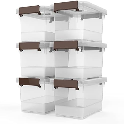 WYT Clear Storage Latch Box, 6 Pack Storage Organizer Bins by WYT