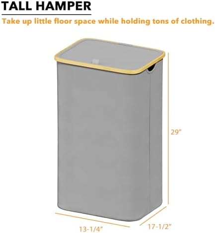 SpaceAid Laundry Hamper with Lid, 110L Large Tall Clothes Basket Bin with - Image 4
