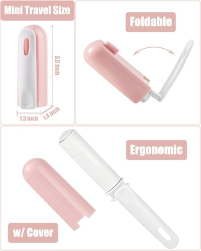 Mini Travel Lint Roller with Cover and 4 Refills Compact Sticky Roller - Image 2