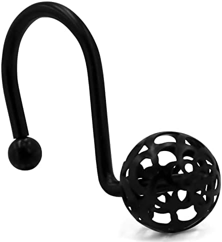 MitoVilla 24 Pcs Set Black Shower Curtain Hooks, Metal Shower Hooks by MitoVilla