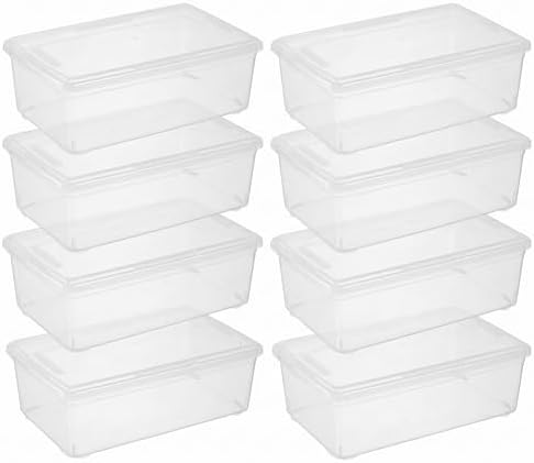 novelinks 8 Pack 6 Quart Stackable Shoe Storage Bins by novelinks