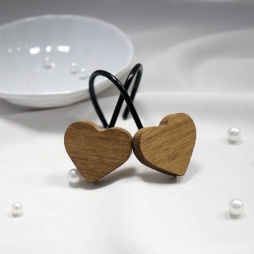 Shower Curtain Hooks, Wood Decorative Shower Curtain Rings, Modern Round Log - Image 4