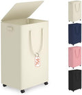Slim Laundry Hamper with Wheels, 25 Gal Rolling Laundry Basket with lid and by Vincona